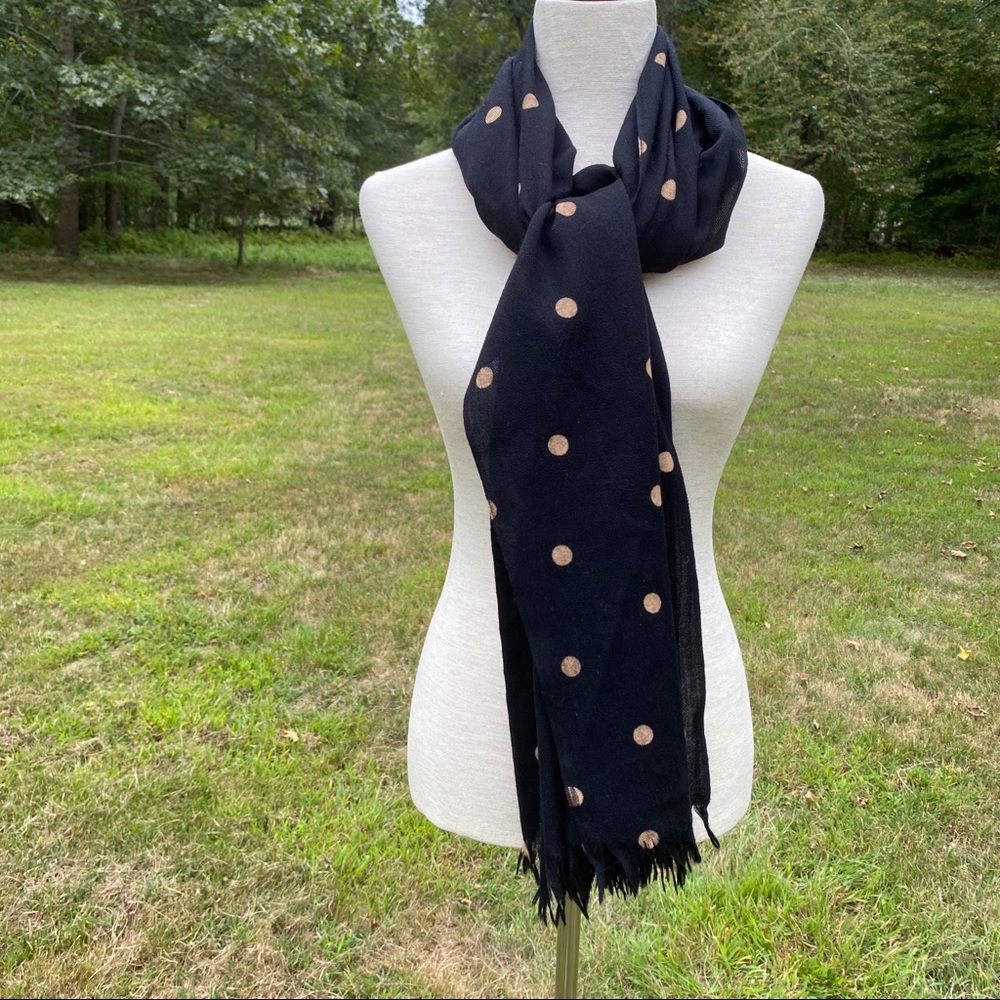 SCARF WRAP PASHMINA BLACK TAN POLKA DOT ACCESSORY